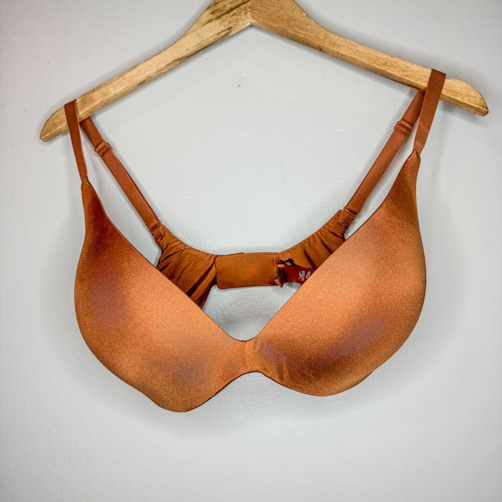 SKIMS Terracotta Copper Rust Smooth T-Shirt Bra Molded Underwire Bra 36DD